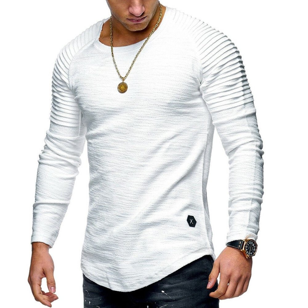 Men's Slim Fit O-Neck Long Sleeve Muscle T-Shirt